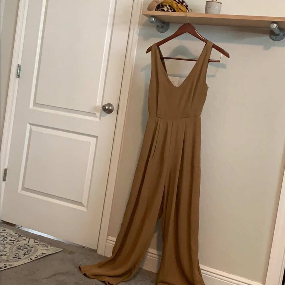 Tan wide leg jumpsuit
